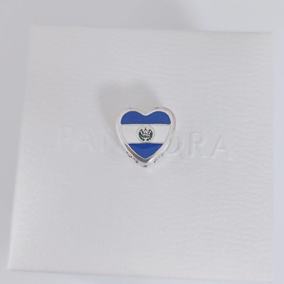 Pandora El Salvador Flag Exclusive Heart Charm Bead with box - Picture 9 of 9
